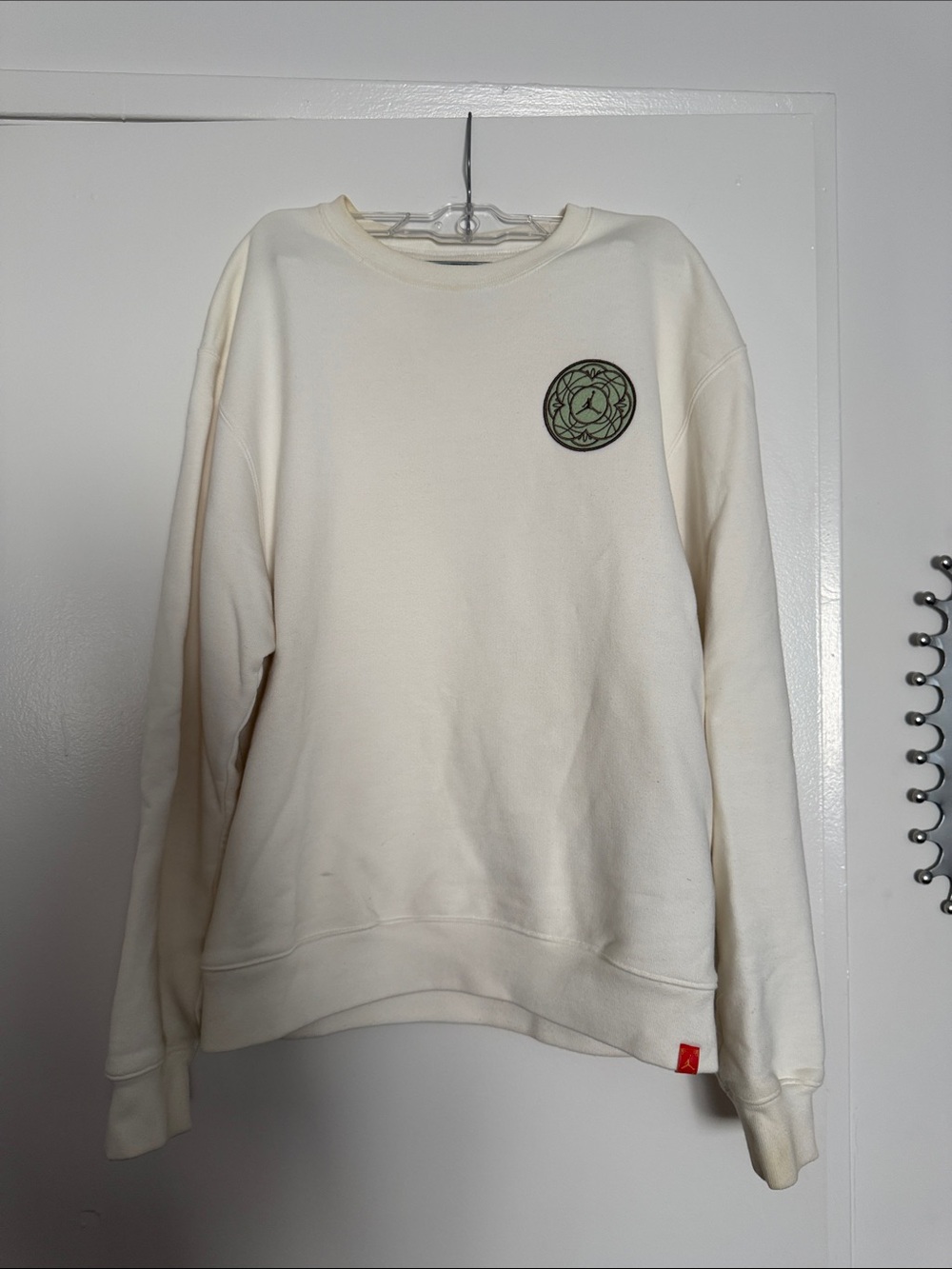 Jordan Lunar New Year Cream Crewneck Sweatshirt with Green Patch
